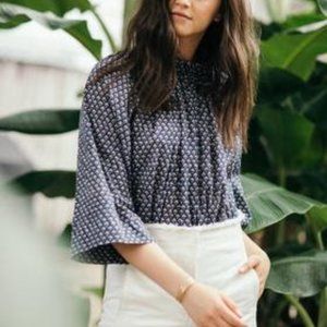 MIRTH Vienna Blouse in Cobalt Print, S